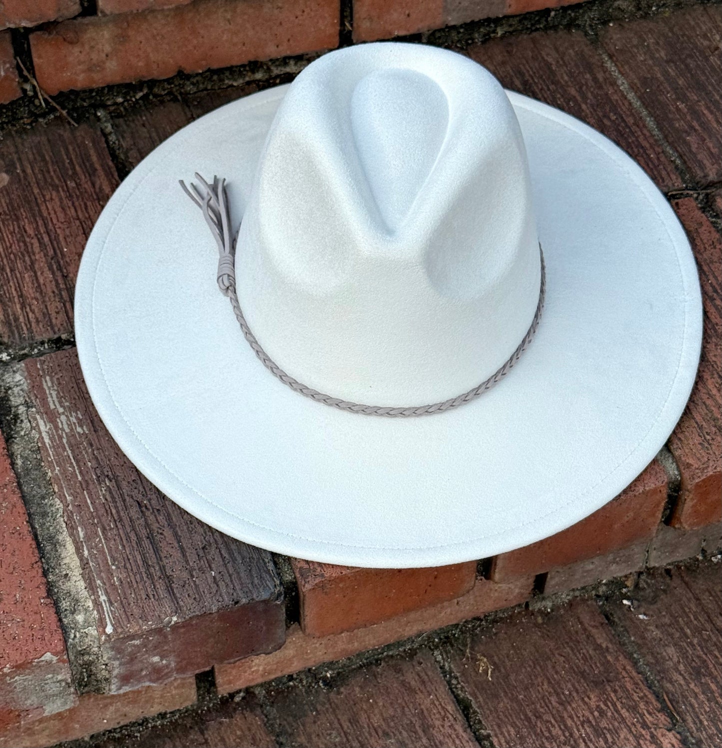 Everyday premium Suede Fedora Hat-Ivory White