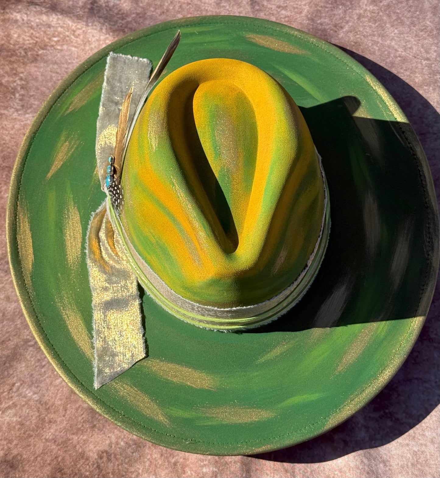 Custom handcrafted limedrop Fedora Hat