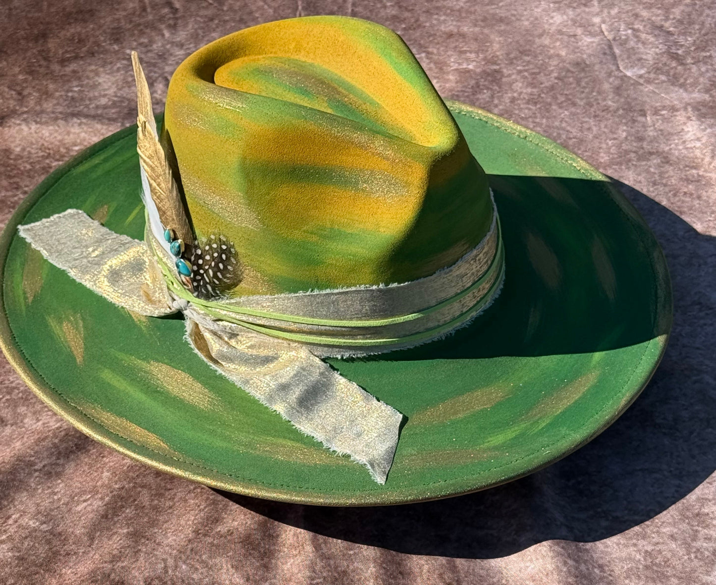 Custom handcrafted limedrop Fedora Hat